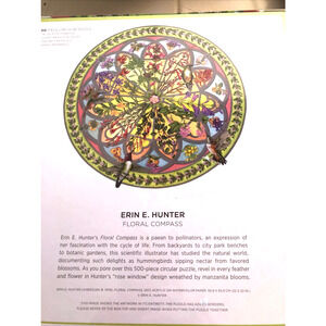 Pomegranate Art Jigsaw Puzzle Hummingbird Floral Round Complete 500 Pieces